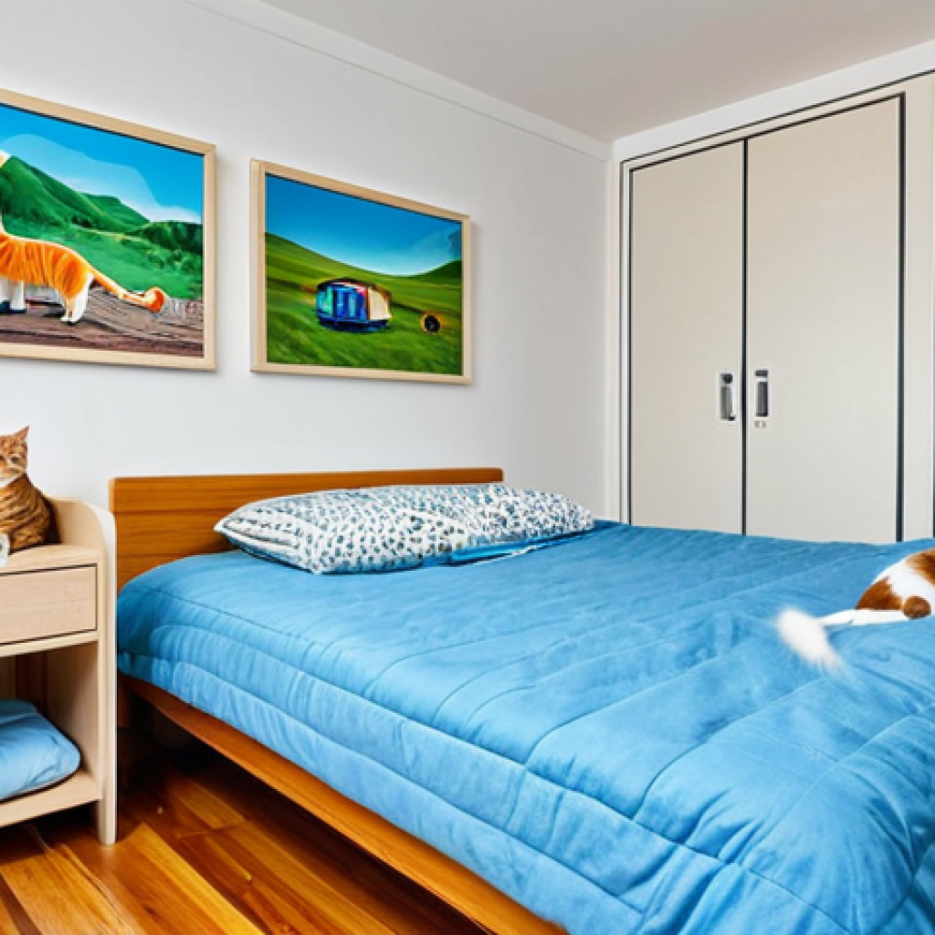 **

"A clean and comfortable cat hotel room, fully clothed, safe for work, appropriate content. Featuring a soft bed, fresh water, and toys. Professional photography, perfect anatomy, natural proportions, modest and family-friendly."

**