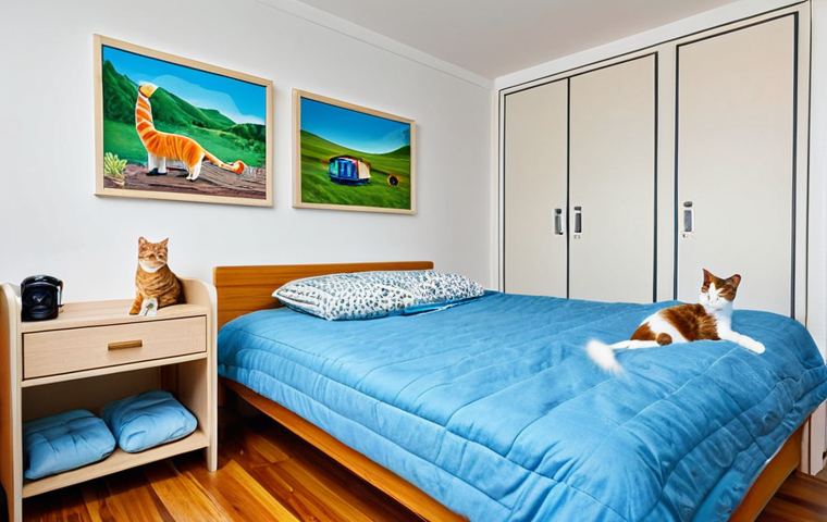 **
"A clean and comfortable cat hotel room, fully clothed, safe for work, appropriate content. Featuring a soft bed, fresh water, and toys. Professional photography, perfect anatomy, natural proportions, modest and family-friendly."
**