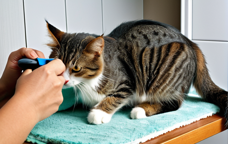 고양이 털 빠짐 방지 팁 - Balanced Diet for Cats**

"A cat eating from a bowl of high-quality cat food, fully clothed, appropr...