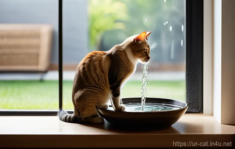 고양이 신장병 예방 - Prompt 1: Hydration Haven for a Happy Cat**