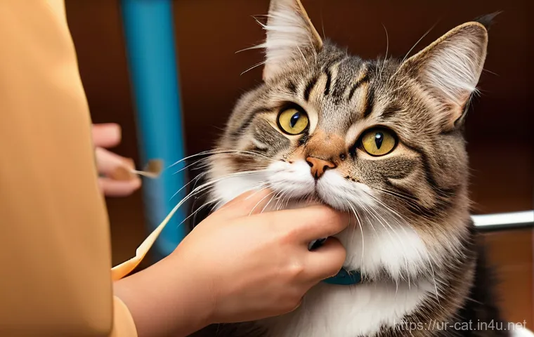 고양이 발톱 깎는 법 - **Building Trust: Paw Familiarization:**
    A heartwarming scene depicting a person's hand gently t...